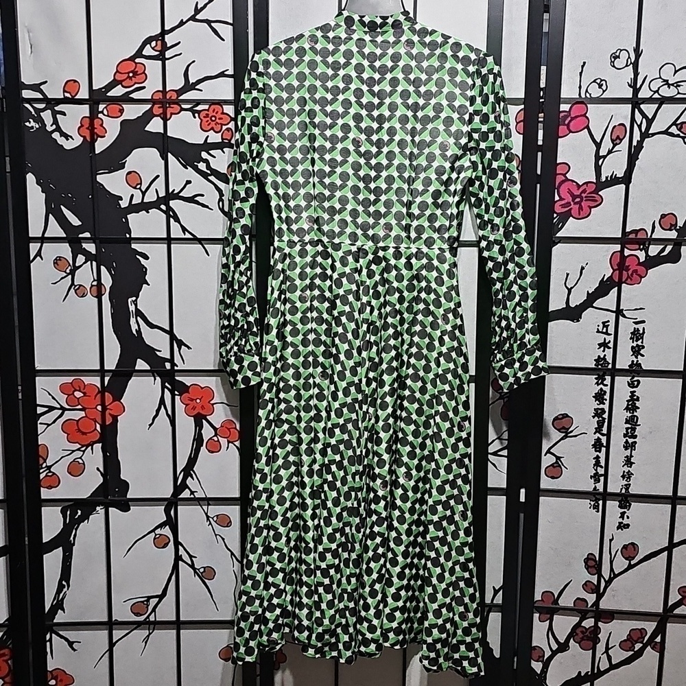 Marella Green Polka Dot Long Sleeve Lined Dress Size 2 - Picture 11 of 12